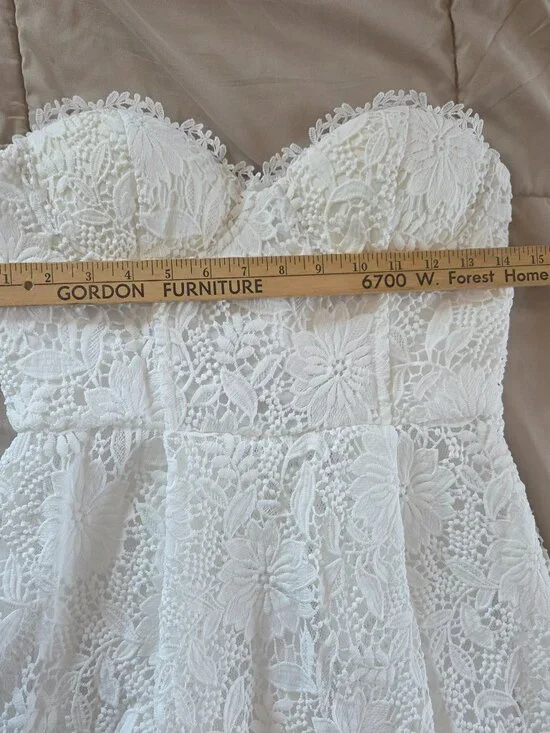 Fashion Nova Isn't She lovely White Strapless Lace Midi Dress Size Medium - Picture 9 of 15